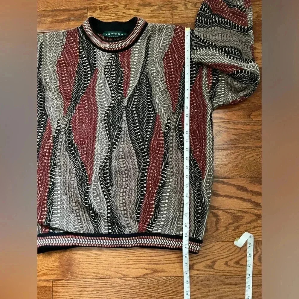Vintage 90s Tundra Coogi Style Cable Knit Sweater Sz L - Picture 9 of 9
